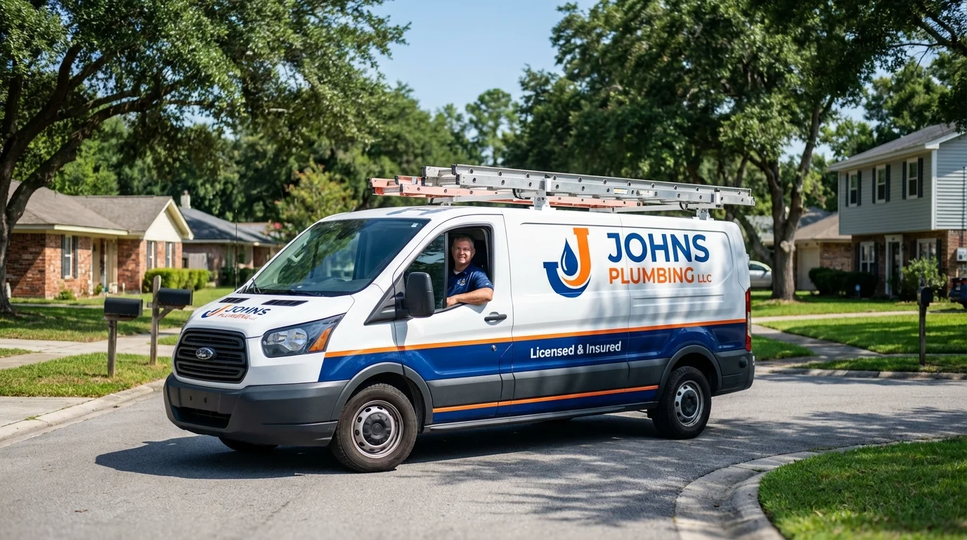 Johns Plumbing LLC service van in Wathena, KS
