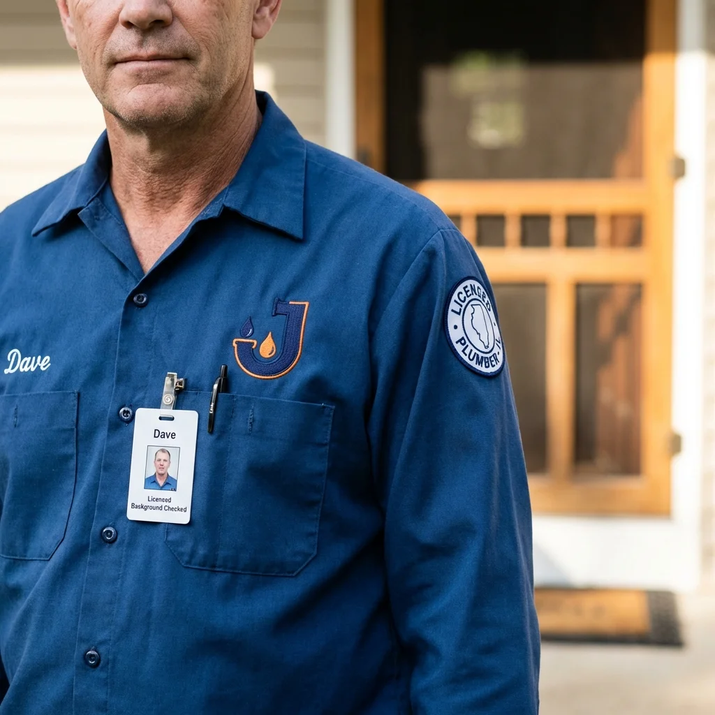 Licensed plumber showing ID badge in Wathena, KS