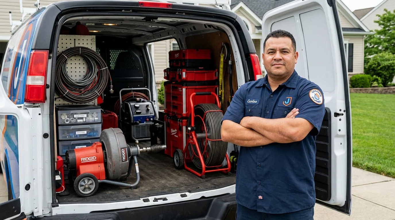 Professional drain cleaning equipment and Johns Plumbing LLC plumber in Wathena